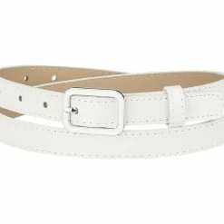 Allegra K Thin Waist Belts For Women Rectangle Pin Buckle Skinny Leather Belt For Pants Dress