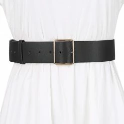 Allegra K PU Leather Belts For Women Metal Pin Buckle 2 Inches Wide Belt For Dress Pants