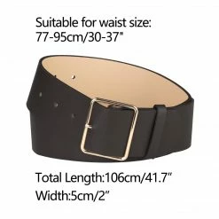 Allegra K PU Leather Belts For Women Metal Pin Buckle 2 Inches Wide Belt For Dress Pants