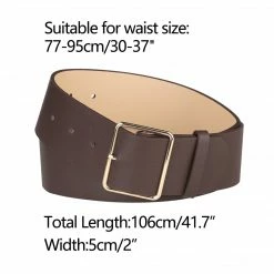 Allegra K PU Leather Belts For Women Metal Pin Buckle 2 Inches Wide Belt For Dress Pants