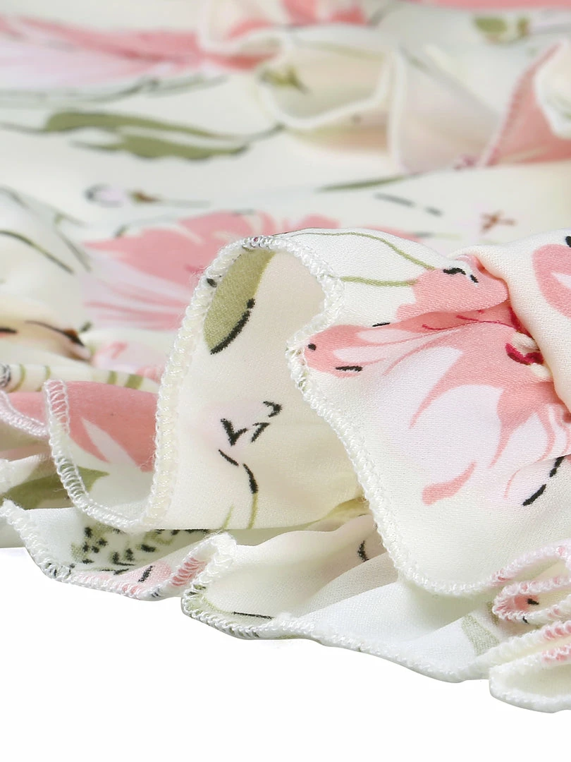 Allegra K Women's Floral Print Bow Tie Neck 3/4 Sleeve Layered Mini Dress 21 Allegra K Women's Floral Print Bow Tie Neck 3/4 Sleeve Layered Mini Dress