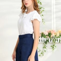 Allegra K Women's Summer Belted Cotton Work Office High Waist Shorts With Pockets 25 Allegra K Women's Summer Belted Cotton Work Office High Waist Shorts With Pockets