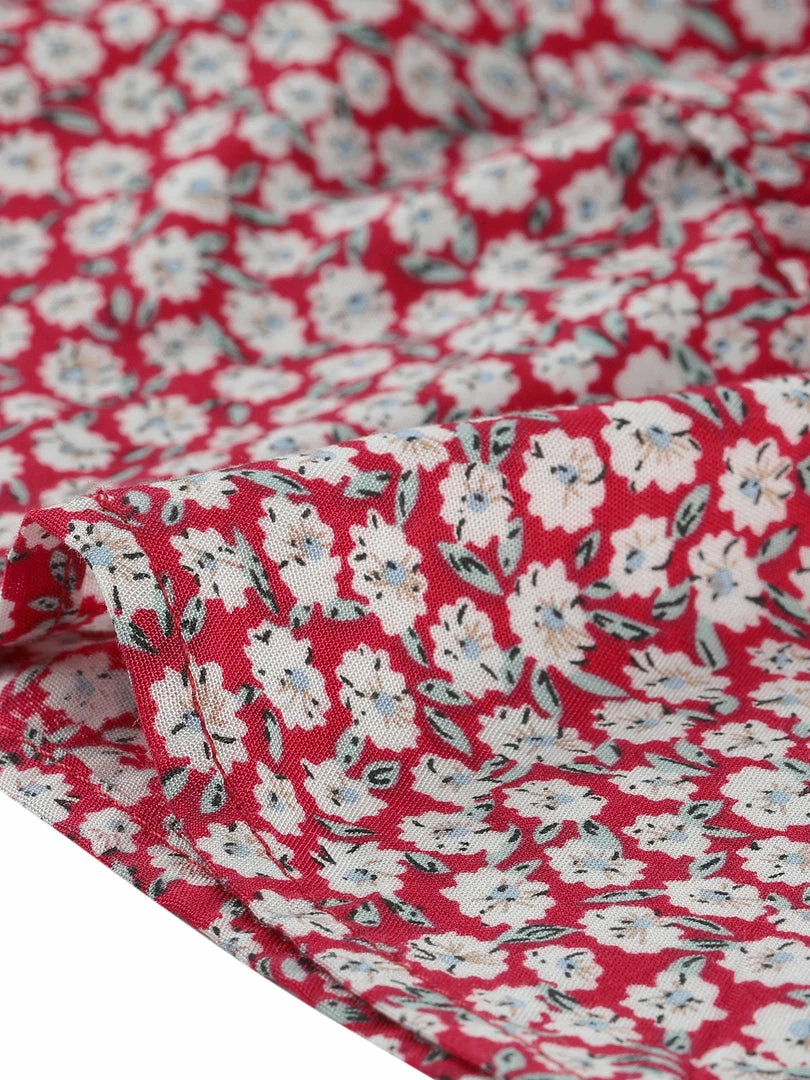 Allegra K Women's Floral Ruffle Smocked Waist Layered Skirt Shorts 9 Allegra K Women's Floral Ruffle Smocked Waist Layered Skirt Shorts