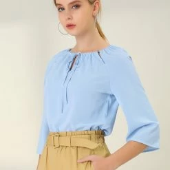 Allegra K Women's Self-Tie Neck Cut Out Raglan Sleeves Work Office Blouse Tops 17 Allegra K Women's Self-Tie Neck Cut Out Raglan Sleeves Work Office Blouse Tops