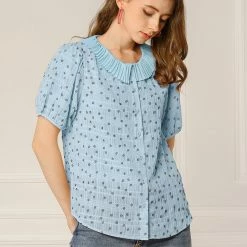 Allegra K Women's Floral Embroidery Blouse Peter Pan Collar Button Down Shirt 60 Allegra K Women's Floral Embroidery Blouse Peter Pan Collar Button Down Shirt