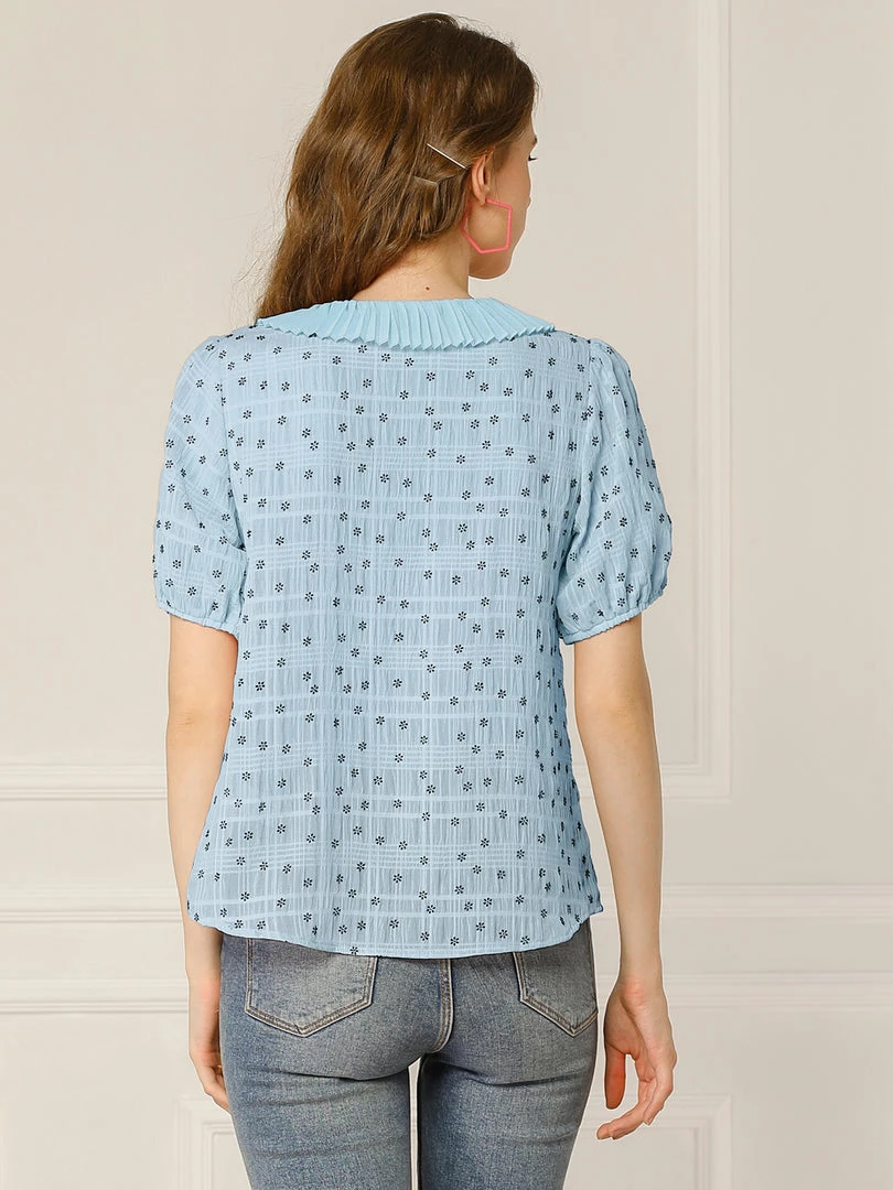 Allegra K Women's Floral Embroidery Blouse Peter Pan Collar Button Down Shirt 26 Allegra K Women's Floral Embroidery Blouse Peter Pan Collar Button Down Shirt