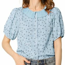 Allegra K Women's Floral Embroidery Blouse Peter Pan Collar Button Down Shirt 58 Allegra K Women's Floral Embroidery Blouse Peter Pan Collar Button Down Shirt