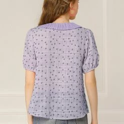 Allegra K Women's Floral Embroidery Blouse Peter Pan Collar Button Down Shirt 56 Allegra K Women's Floral Embroidery Blouse Peter Pan Collar Button Down Shirt