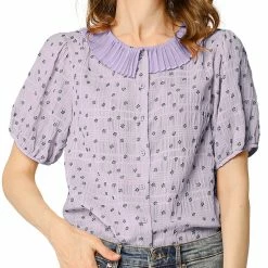 Allegra K Women's Floral Embroidery Blouse Peter Pan Collar Button Down Shirt 52 Allegra K Women's Floral Embroidery Blouse Peter Pan Collar Button Down Shirt