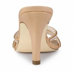 Allegra K Shoes Women's Rhinestone Strappy Heel Mules