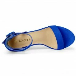 Allegra K Women's Ankle Strap Block Low Heel Sandals Shoes