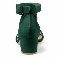 Allegra K Women's Ankle Strap Block Low Heel Sandals Shoes