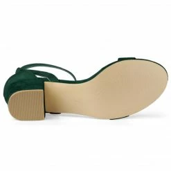 Allegra K Women's Ankle Strap Block Low Heel Sandals Shoes