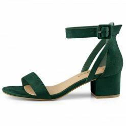 Allegra K Women's Ankle Strap Block Low Heel Sandals Shoes