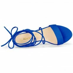 Allegra K Shoes Women's Slingback Lace Up Block Heels Sandals