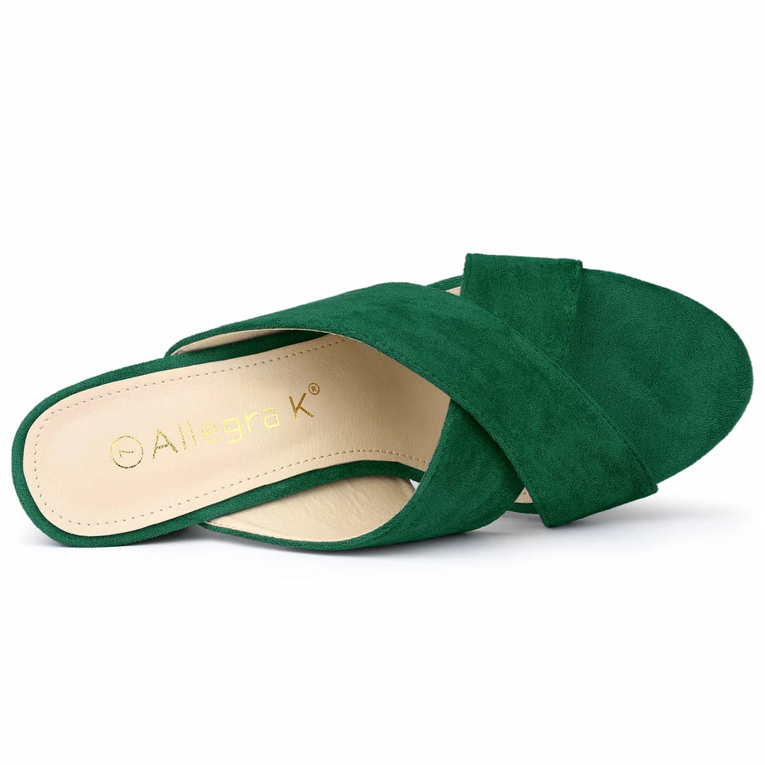 Allegra K Shoes Women's Crisscross Strap Block Heel Slide Sandals 7 Allegra K Shoes Women's Crisscross Strap Block Heel Slide Sandals