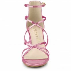 Allegra K Women's Strappy Crisscross Strap Block Heels Sandals