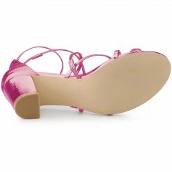 Allegra K Women's Strappy Crisscross Strap Block Heels Sandals