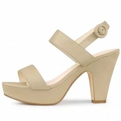 Allegra K Women's Slingback Platform Heels Chunky High Heel Sandals