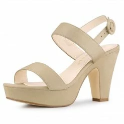 Allegra K Women's Slingback Platform Heels Chunky High Heel Sandals