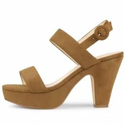 Allegra K Women's Slingback Platform Heels Chunky High Heel Sandals