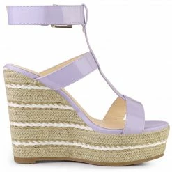 Allegra K Women's Strappy Espadrille Wedge High Platform Sandal Shoes
