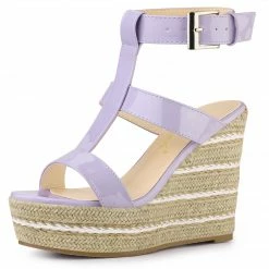 Allegra K Women's Strappy Espadrille Wedge High Platform Sandal Shoes