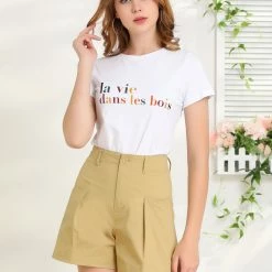 Allegra K Women's Summer Belted Cotton Work Office High Waist Shorts With Pockets 18 Allegra K Women's Summer Belted Cotton Work Office High Waist Shorts With Pockets