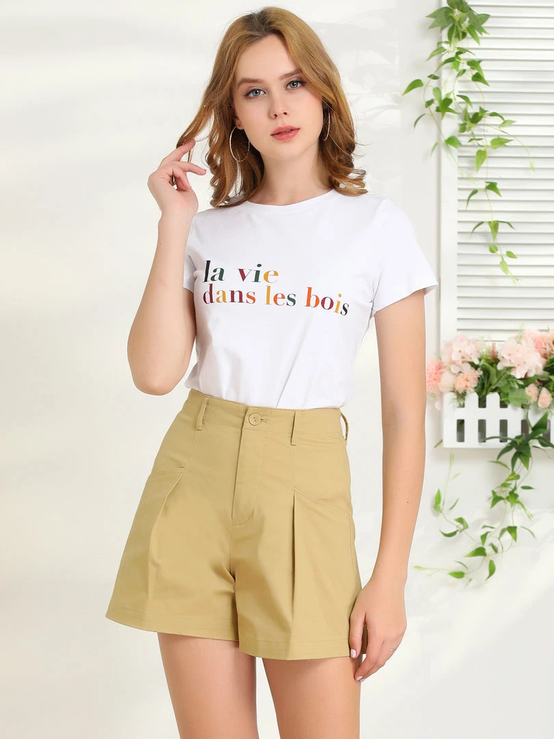 Allegra K Women's Summer Belted Cotton Work Office High Waist Shorts With Pockets 6 Allegra K Women's Summer Belted Cotton Work Office High Waist Shorts With Pockets