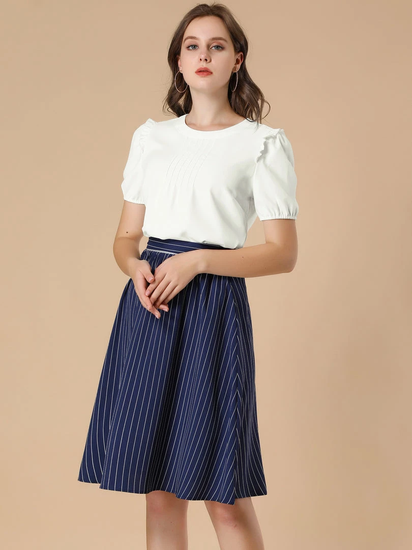 Allegra K Women's Work Office Shirt Frill Trim Ruffled Pleat Front Tops 6 Allegra K Women's Work Office Shirt Frill Trim Ruffled Pleat Front Tops