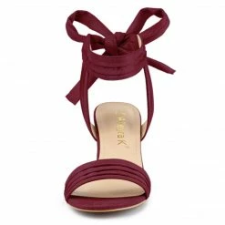 Allegra K Women's Open Toe Ankle Tie Back Block Heel Sandals Shoes 89 Allegra K Women's Open Toe Ankle Tie Back Block Heel Sandals Shoes