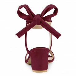 Allegra K Women's Open Toe Ankle Tie Back Block Heel Sandals Shoes 90 Allegra K Women's Open Toe Ankle Tie Back Block Heel Sandals Shoes