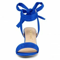 Allegra K Women's Open Toe Ankle Tie Back Block Heel Sandals Shoes 83 Allegra K Women's Open Toe Ankle Tie Back Block Heel Sandals Shoes