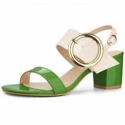 Allegra K Women's Slingback Block High Heel Sandals Shoes