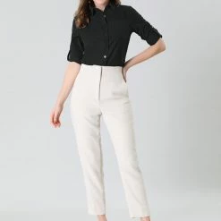 Allegra K Women's Button Down Shirts Collared Work Office Roll-up Long Sleeve Shirt 60 Allegra K Women's Button Down Shirts Collared Work Office Roll-up Long Sleeve Shirt