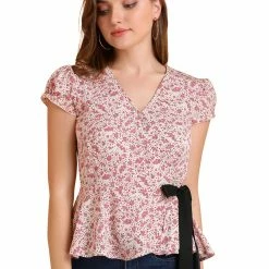 Allegra K Women's Floral Print V Neck Cap Sleeve Tie Waist Wrap Peplum Top 10 Allegra K Women's Floral Print V Neck Cap Sleeve Tie Waist Wrap Peplum Top
