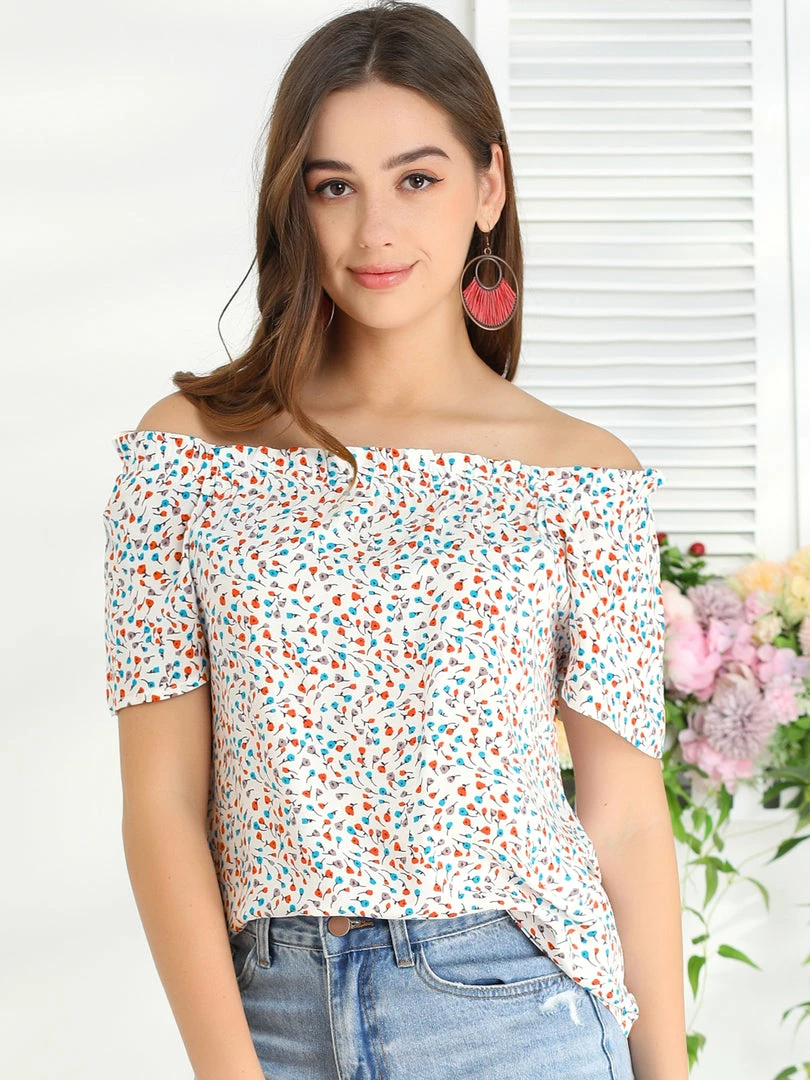 Allegra K Women's Casual Short Sleeve Blouse Summer Square Neck Floral Tops 5 Allegra K Women's Casual Short Sleeve Blouse Summer Square Neck Floral Tops