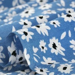 Allegra K Women's Full Placket Above Knee Gathering Print Flare Sleeve Dress