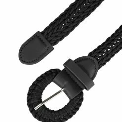 Allegra K Accessories Women PU Leather Braided Waist Belt Plus Size Skinny Belt For Dress Pants With Pin Buckle