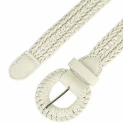 Allegra K Accessories Women PU Leather Braided Waist Belt Plus Size Skinny Belt For Dress Pants With Pin Buckle