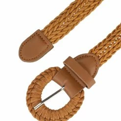 Allegra K Accessories Women PU Leather Braided Waist Belt Plus Size Skinny Belt For Dress Pants With Pin Buckle