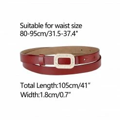 Allegra K Accessories Skinny Faux Leather Belts For Women With Square Designer Buckle Waist Belt For Dress Pants