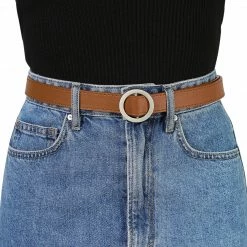 Allegra K Accessories Women's Belts O Ring Metal Buckle Plus Size Thin Nonporous Waist Belt For Jeans Dress 0.9 Inches Width 55 Allegra K Accessories Women's Belts O Ring Metal Buckle Plus Size Thin Nonporous Waist Belt For Jeans Dress 0.9 Inches Width