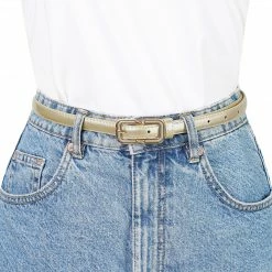 Allegra K Accessories Women's Skinny Betls Casual PU Leather Belt For Dress Jeans Thin Waist Belt