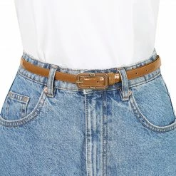 Allegra K Accessories Women's Skinny Betls Casual PU Leather Belt For Dress Jeans Thin Waist Belt