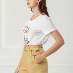 Allegra K Women's Bow Tie High Waist Casual Paper Bag Shorts