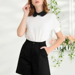 Allegra K Women's Cargo High Waist Boyfriend Pocket Pants Cotton Shorts