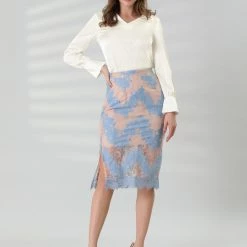 Allegra K Women's Turndown Collar V Neck Solid Long Sleeve Office Work Blouse