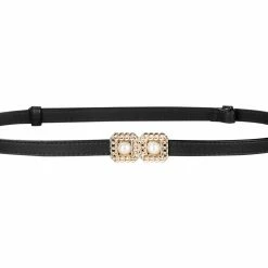 Allegra K Retro Skinny Belts For Women Interlock Buckle Thin Waist Belt For Dress Pants 0.55 Inches Width Accessories