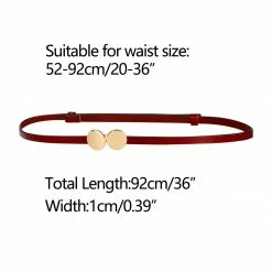 Allegra K Ladies Skinny Belts Round Golden Interlock Buckle Plus Size Belt For Dress Pants